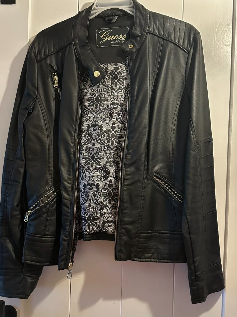 Guess black faux leather jacket